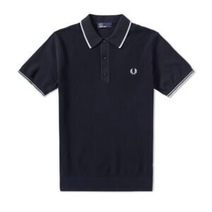 Fred Perry Knitted Tip Polo Shirt in Blue Granite XL Short Sleeve 100% Cotton